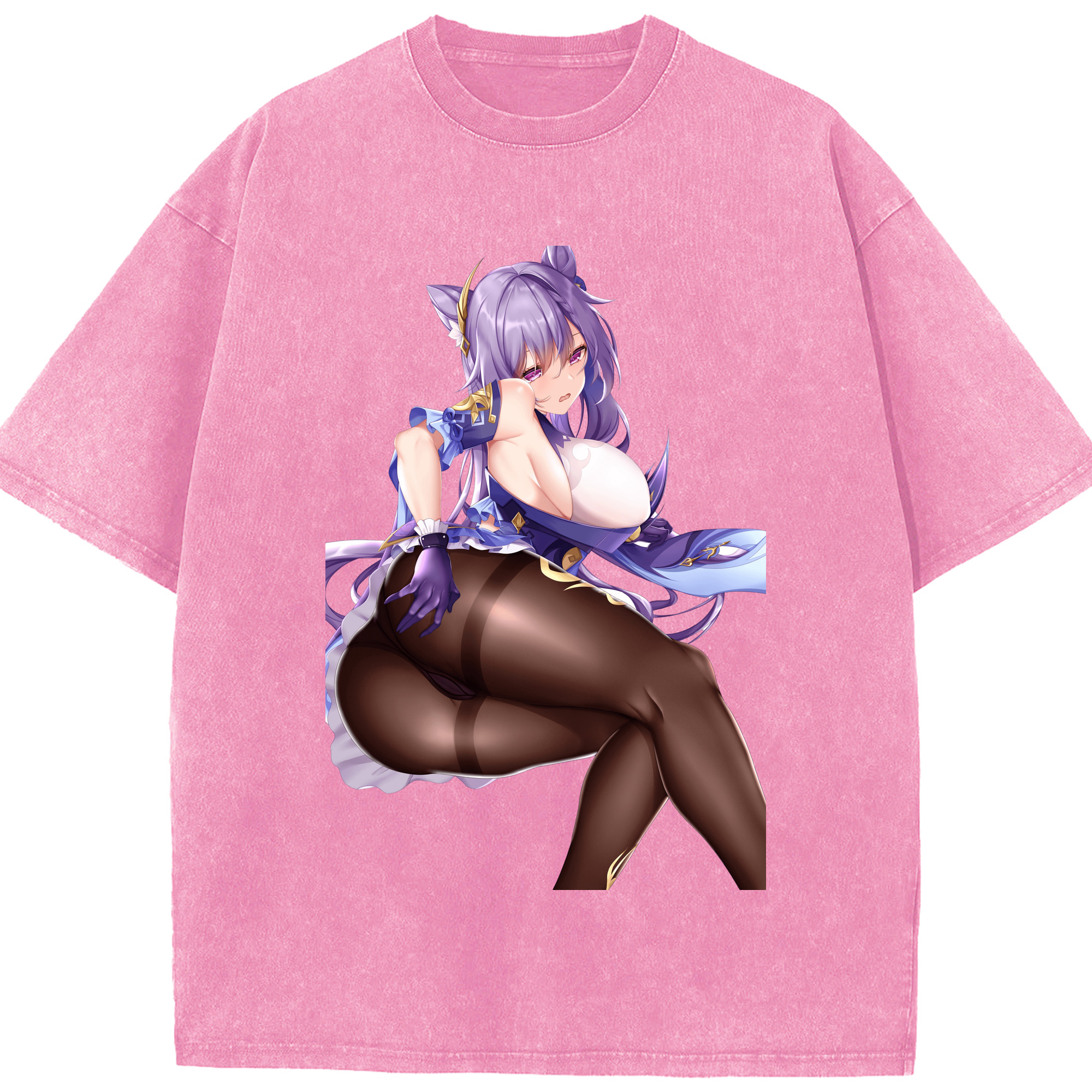 げんし神 刻晴 こくせい genshin Kokusei 綿100% ヴィンテージ風 半袖Tシャツ（フロントプリント）